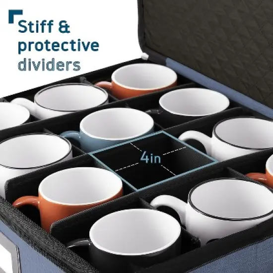 StorageBud Fine China Storage Containers, Durable Dinnerware Storage Set, Hard Shell Quilted Dish Storage Boxes with Felt Dividers image {3}