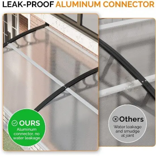 VINGLI Window Awning Door Canopy Exterior, 40" x 80" Awnings (Clear Board & Black Bracket) image {3}