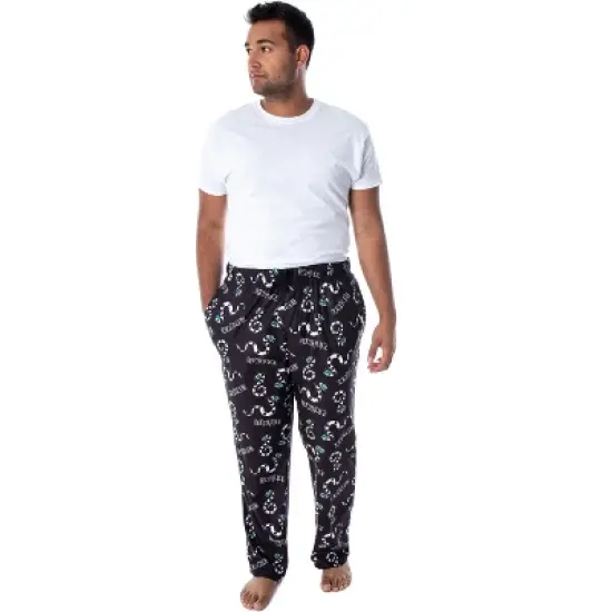 Beetlejuice Men's Allover Sandworm Pattern Lounge Sleep Pajama Pants Black image {4}