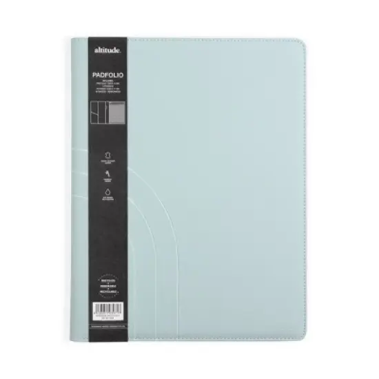 Altitude Padfolio 10"x12.5" Vegan Leather Seafoam Blue Debossed Arch image {2}
