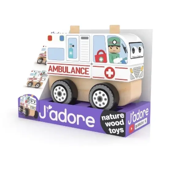 J&rsquo;adore Ambulance Wooden Stacking Toy image {1}