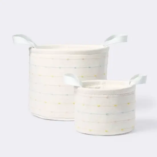 Medium Round Bin with Slub Stitching - Cream - Cloud Island&trade; image {3}