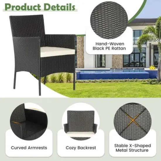 Costway 5PCS Patio Rattan Furniture Set Cushioned Sofa Ottoman Armrest Side Table Garden image {7}