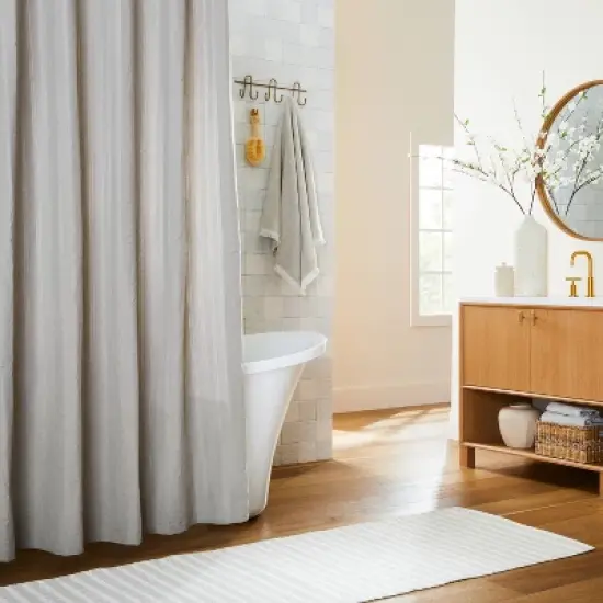 Crinkle Stripe Woven Shower Curtain - Hearth & Hand&trade; with Magnolia image {2}