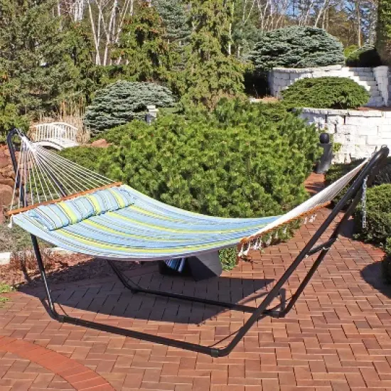 Sunnydaze Double Quilted Fabric Hammock with Universal Steel Stand - 450-Pound Capacity image {11}