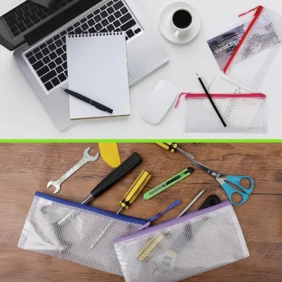 48 Pack Mesh Zipper Pouch Bags - Small, Clear Pencil Pouch Bulk, Travel Storage image {2}