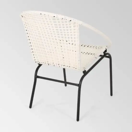 Java 3pc Faux Rattan Modern Chat Set - White - Christopher Knight Home image {4}