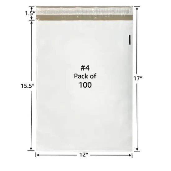 UOFFICE Pack of 100 Poly Mailers Bags 12"x15.5" - #4, Envelopes with Self-Sealing Closure image {1}