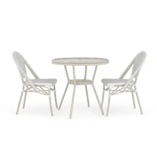 Martha Stewart Lily Pond Indoor-Outdoor Bistro Dining Table with 2 Stackable Bistro Chairs image {11}
