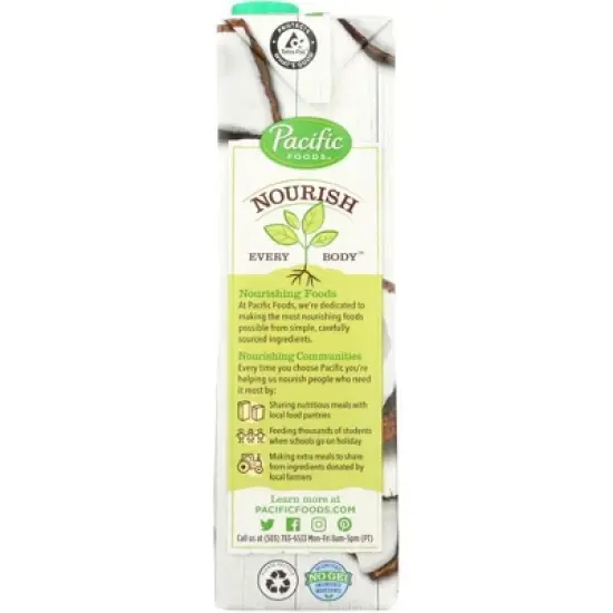 Pacific Foods Organic Original Unsweetened Coconut Plant-Based Beverage - Case of 12/32 oz image {3}