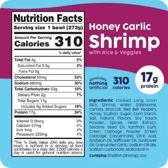 Scott & Jon's Honey Garlic Shrimp Bowl Frozen Meal - 9.6oz image {2}
