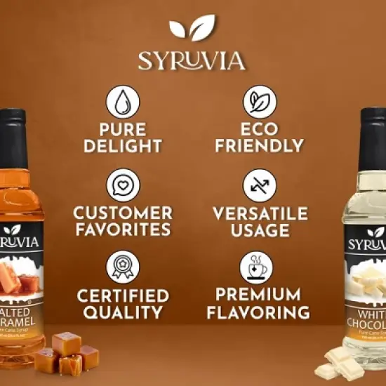 Syruvia Coffee Flavors Variety Pack: Salted Caramel & White Chocolate 25.4 fl oz Syrup image {4}
