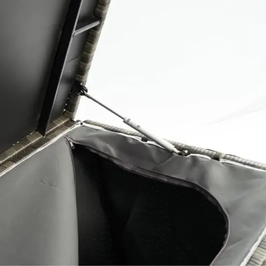 WELLFOR 200gal Wicker Outdoor Storage Box with Lid Gray image {15}