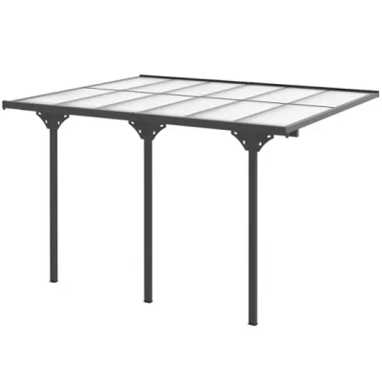 Outsunny Outdoor Polycarbonate Pergola, Transparent UV Blocking Awning, Hardtop Deck Gazebo w/ Adjustable Posts, Aluminum, Gray image {3}