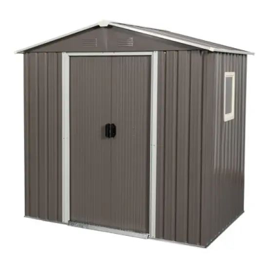 6ft x 5ft Outdoor Metal Storage Shed gray With window image {3}