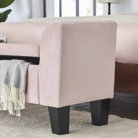 Simple Relax Bedroom Velvet Bench with Storage in Pink image {3}