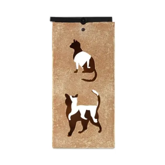 Techko Maid LED Solar 10.8" Portable Cat Cut Out Decorative Outdoor Lantern Clear image {2}