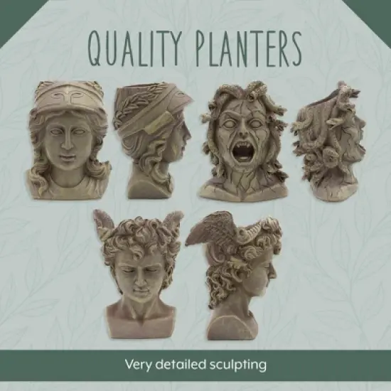 Darware Mini Resin Medusa / Athena / Perseus Planter, 3pc Set; Garden Decor Statue Flower Pot image {6}