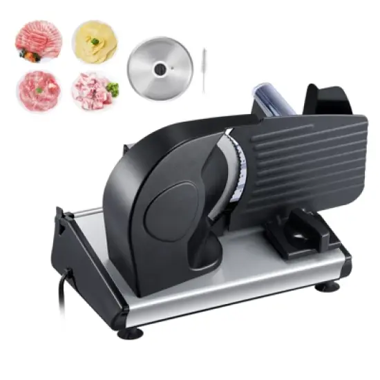 VEVOR Meat Slicer, 7.5 inch Electric Deli Food Slicer, 180W Meat Cutter with two Premium SUS420 Blades, 0-0.6 inch Adjustable Thickness, Black image {8}