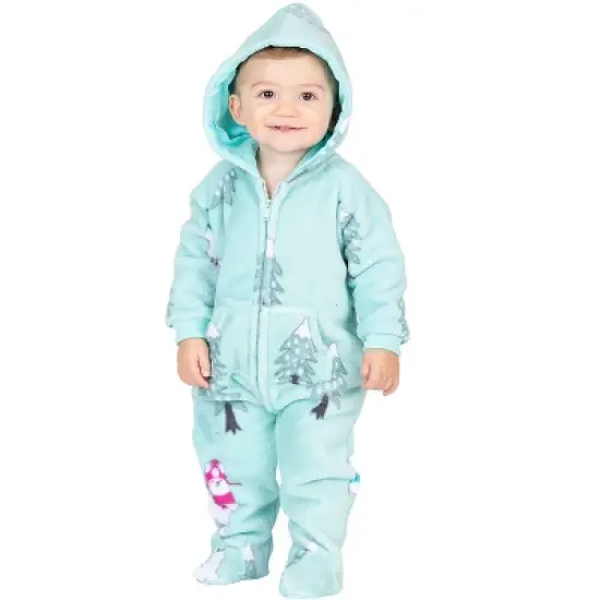 Footed Pajamas - Winter Llamas Infant Hoodie Chenille Onesie image {4}