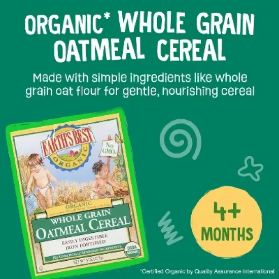 Earth's Best Organic Whole Grain Oatmeal Baby Cereal - 8oz image {2}