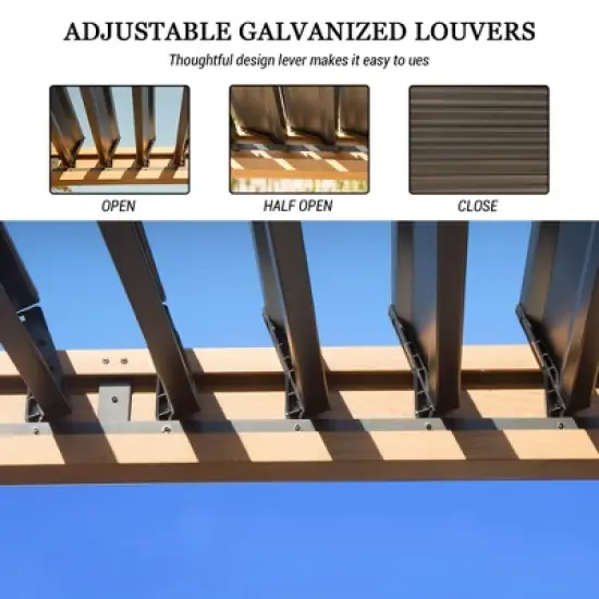 Mondawe Outdoor Louvered Pergola 10X20FT, Aluminum Pergola with Adjustable Roof and Efficient Drainage System image {5}