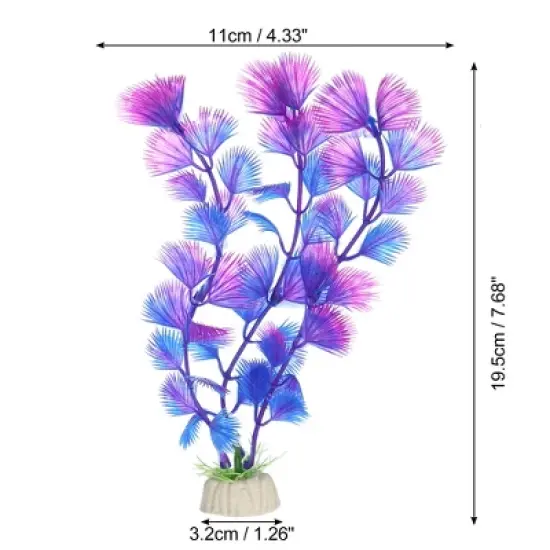 Unique Bargains Plastic Artificial Water Plants Aquarium Decorations Purple 7.68" Heigh 1 Pc image {3}