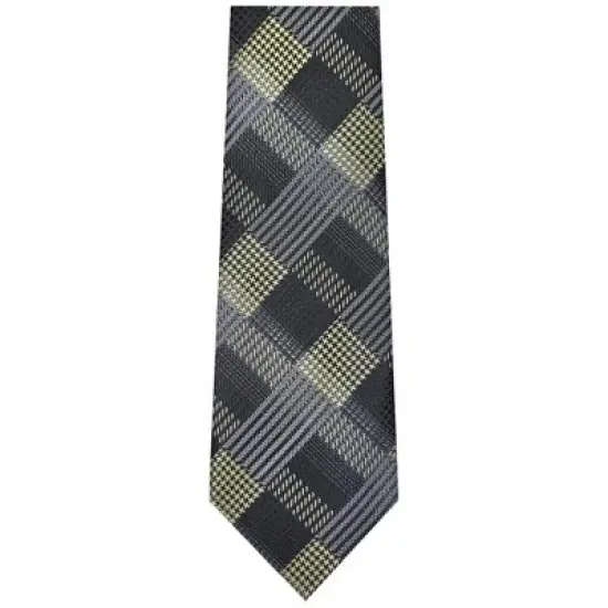 TheDapperTie Men's Black And White Geometric Necktie with Hanky image {1}