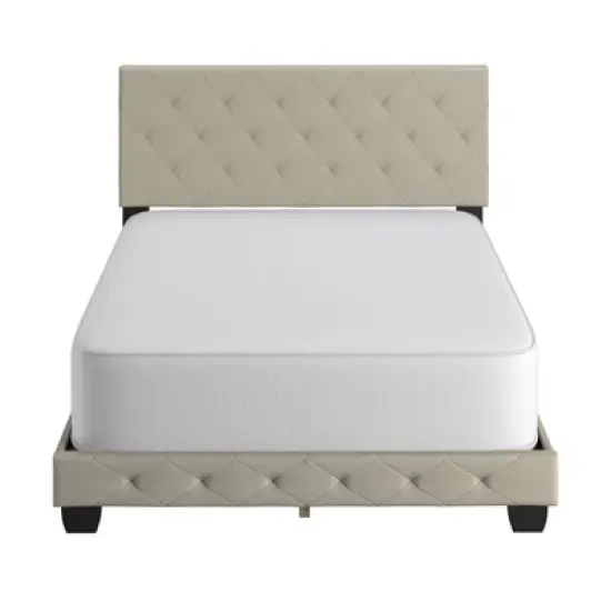 Reese Button Tufted Linen Upholstered Platform Bed Frame - Eco Dream image {2}