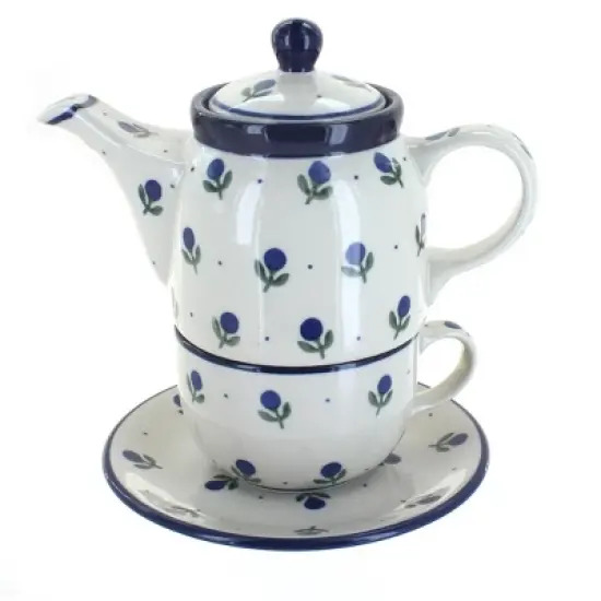 Blue Rose Polish Pottery 423 Caramika Artystyczna Tea for One image {3}