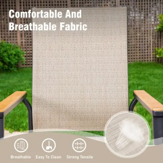 Captiva Designs 5pc Patio Steel Dining Table & Textilene Chairs with Wood-like Armrests image {9}