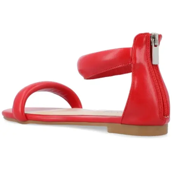 Journee Collection Womens Peytonn Back Heel Zip Ankle Strap Sandals Red 7.5 image {6}