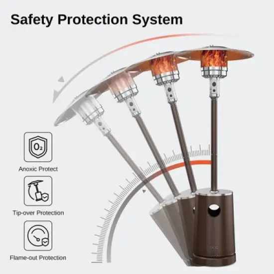 East Oak 50000 BTU Torch Patio Propane Outdoor Portable Heater Bronze: Iron Frame, 10ft Heat Radius, No Tools Assembly image {10}