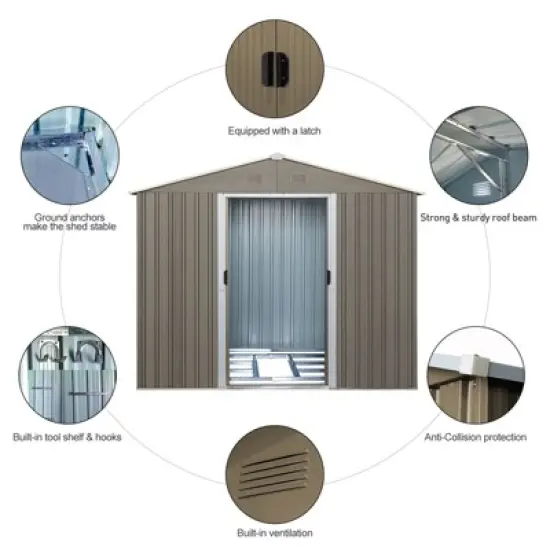 NicBex Utility Tool Storage Sheds House with Window and Lockable Doors for Backyard Garden,Patio,Gray image {4}
