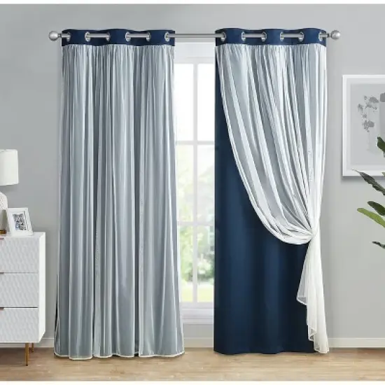 Kate Aurora Basic Elegance 2 Pack Double Layered Hotel Chic Sheer Light Defusing Curtains image {1}