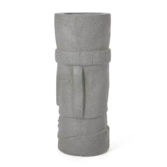 Christopher Knight Home 10" Wide Poulan Concrete Outdoor Novelty Polynesian Planter Stone Gray image {3}