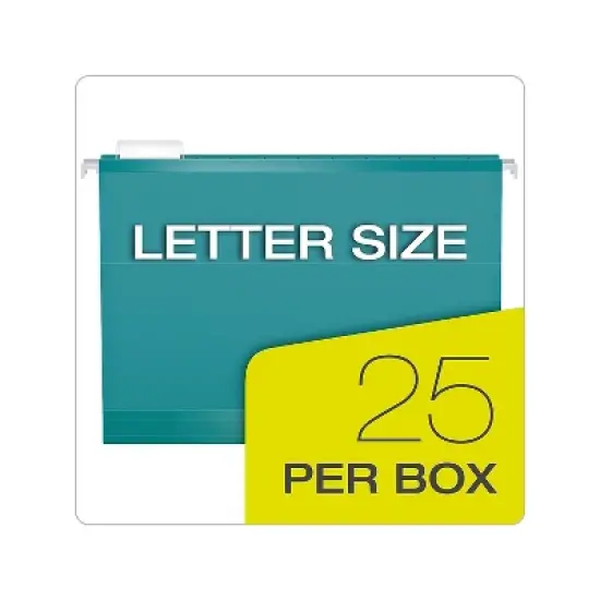Pendaflex Reinforced Hanging Folders 1/5 Tab Letter Aqua 25/Box 415215AQU image {7}