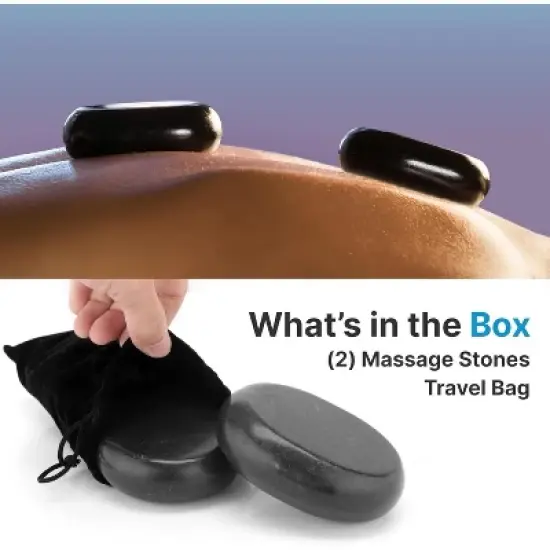 SereneLife 2 Pcs. Large Basalt Massage Stones with Travel Bag - Heated Stone Massage for Stress Relief, Muscle Tension, and Pain Relief image {6}