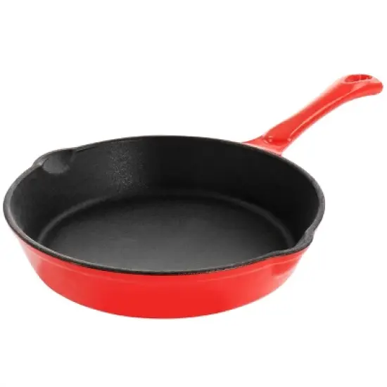 MegaChef Enameled Round 8 Inch PreSeasoned Cast Iron Frying Pan image {8}