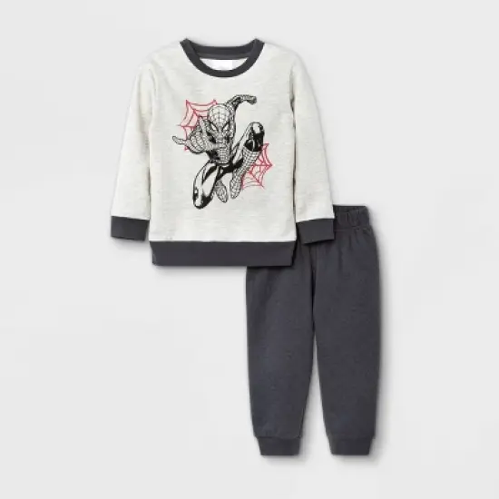 Toddler Boys' Spider-Man Long Sleeve Fleece Top and Bottom Set - Gray image {4}