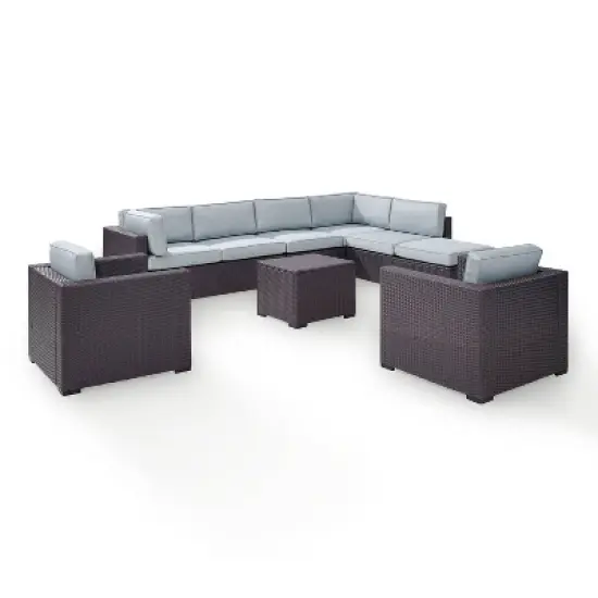 Biscayne 7pc Outdoor Wicker Sectional Set - Mist - Crosley image {5}