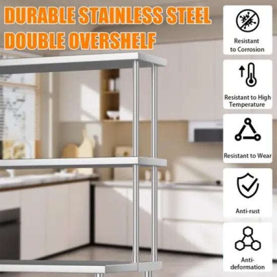 Stainless Steel Overshelf for Prep & Work Table/Shelves，Heavy Duty Metal Worktable for Home Kitchen Restaurant Garage Warehouse image {5}