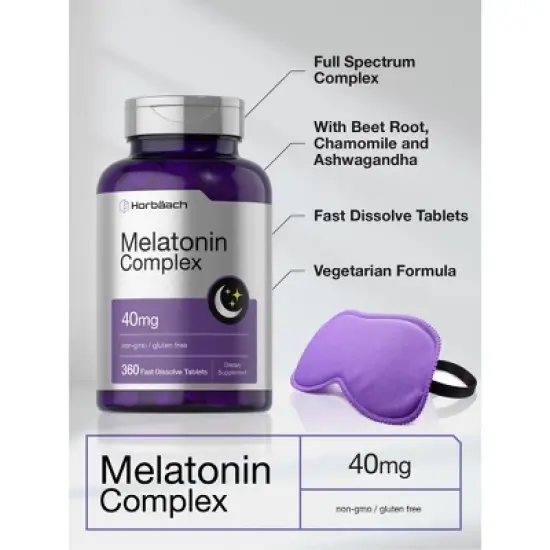 Horb&auml;ach Melatonin 40mg Complex | 360 Fast Dissolve Tablets | with Chamomile and Ashwagandha image {3}