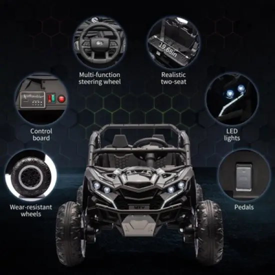 Ride On Car, Electric Car Toy, Remote Control, 24V 7AH Battery Powered Toy, 4-Wheeler Suspension, 2 Seater Ride on Toys for Kids image {1}