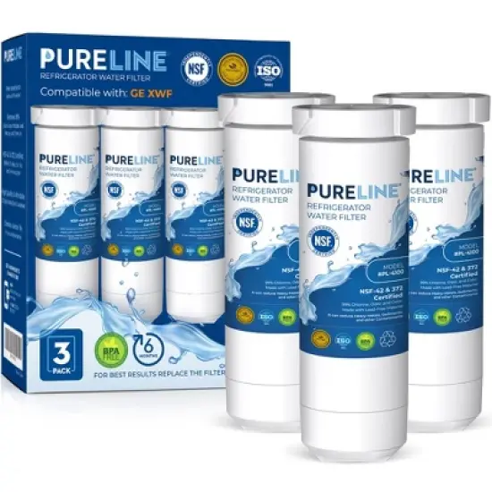 PureLine GE XWF Replacement Refrigerator Water Filter, Compatible with WR17X30702 (3 Pack) image {4}