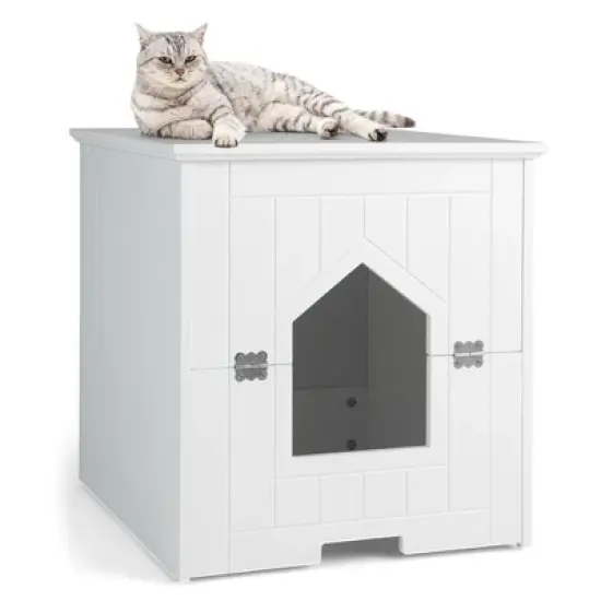Tangkula Cat Litter Box Enclosure w/ Flip Magnetic Half Door Hidden Litter Box Enclosure image {8}