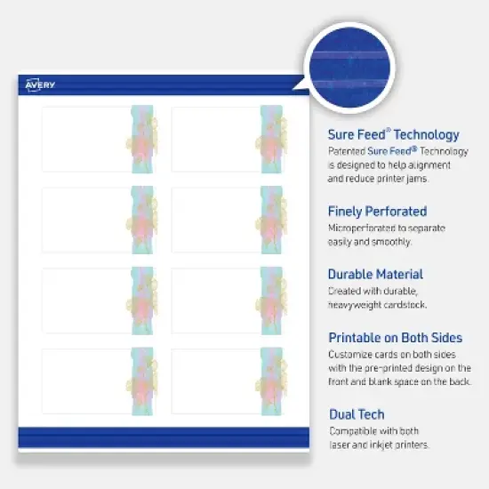 Avery Square Business Cards, Gold Florals, 2" x 2", 120 Total image {2}