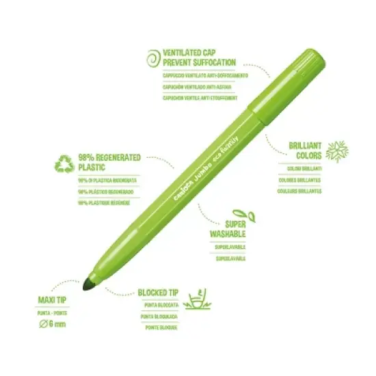 CARIOCA Eco Family Jumbo Maxi Tip Washable Felt Tip Pens, 12 Per Pack, 2 Packs image {4}