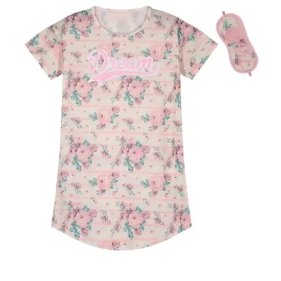 Sleep On It Girls Floral Dreams Pajama Sleep Shirt With Matching Sleep Mask image {4}