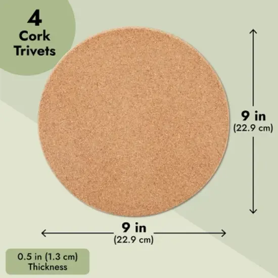 Juvale 4 Pack Round Hot Pads for Countertops and Kitchen, Cork Trivets for Hot Dishes, 9 In image {5}